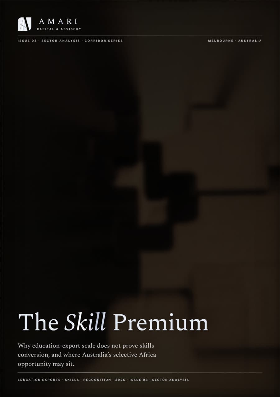 Cover of The Skill Premium, Issue 03 of the AMARI Capital & Advisory Corridor Series.